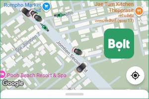 Slik ser det ut n&aring;r du skal bestille en taxitur med appen Bolt.